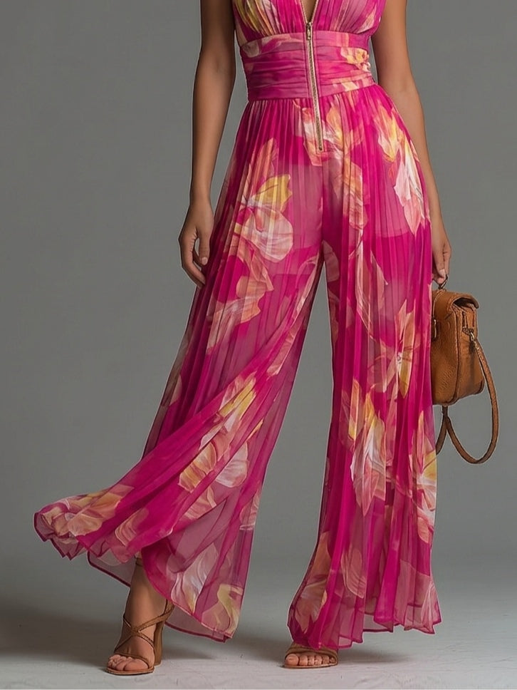 Flora™ | Tuta Floreale Fucsia in Chiffon