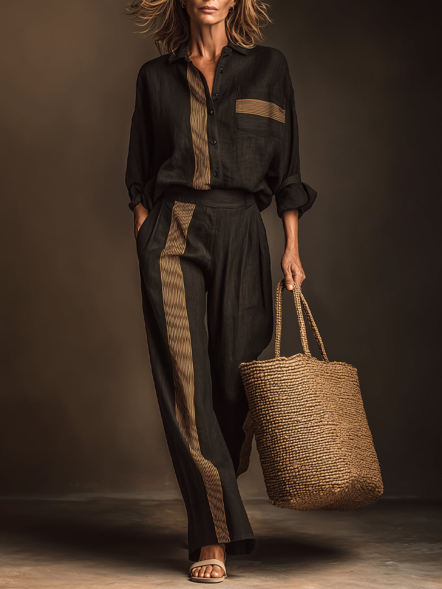Giulia™ | Set Due Pezzi Rigato Retro Color Block