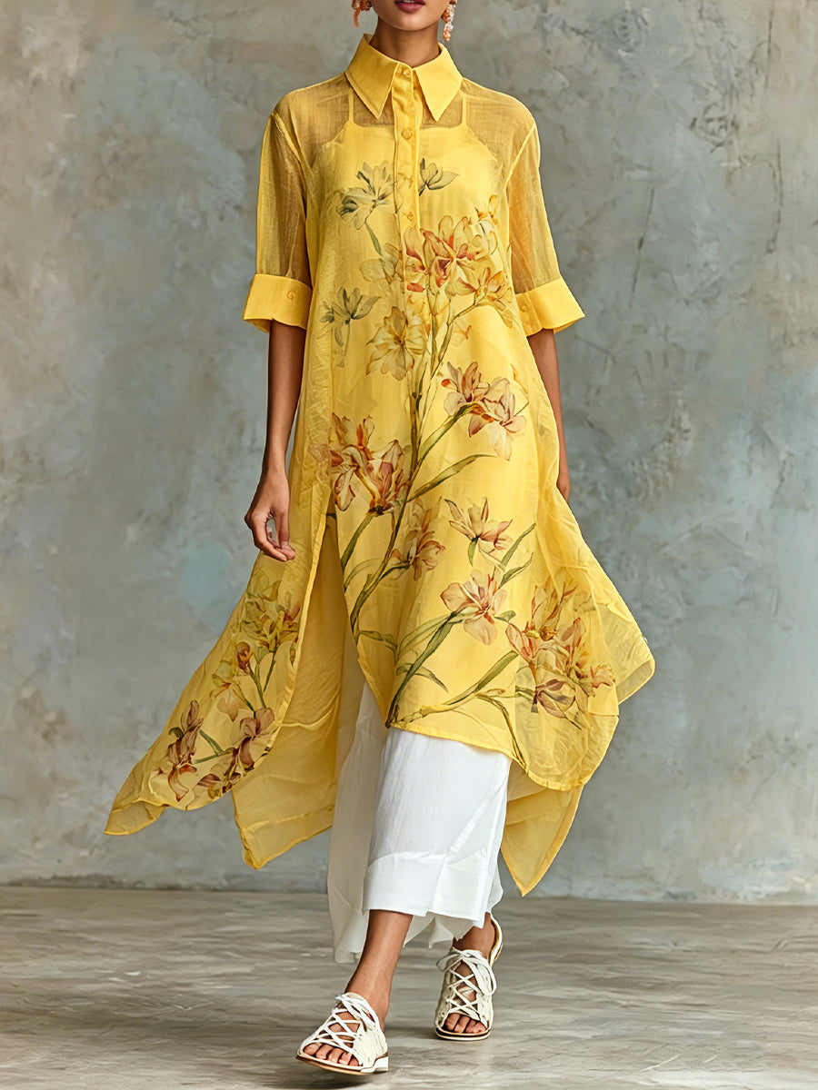 Chiara™ | Set Due Pezzi Abito Midi Floreale con Sottoveste