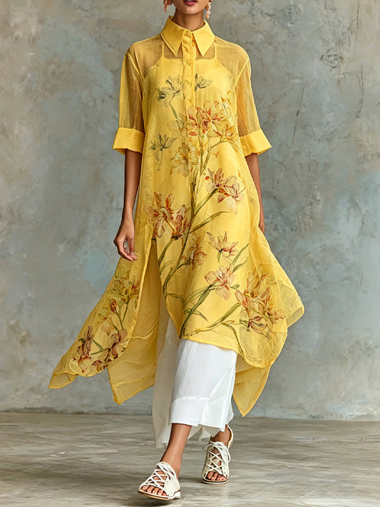 Chiara™ | Set Due Pezzi Abito Midi Floreale con Sottoveste