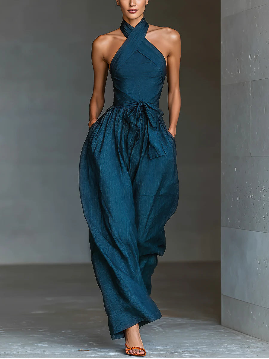 Nadia™ | Tuta Halter con Pantaloni Larghi Eleganti
