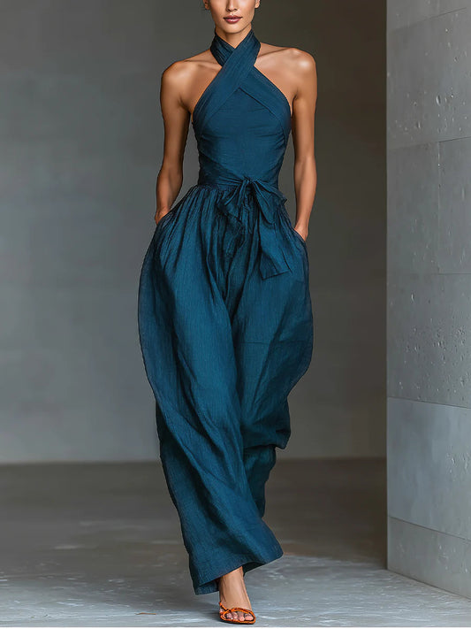 Nadia™ | Tuta Halter con Pantaloni Larghi Eleganti