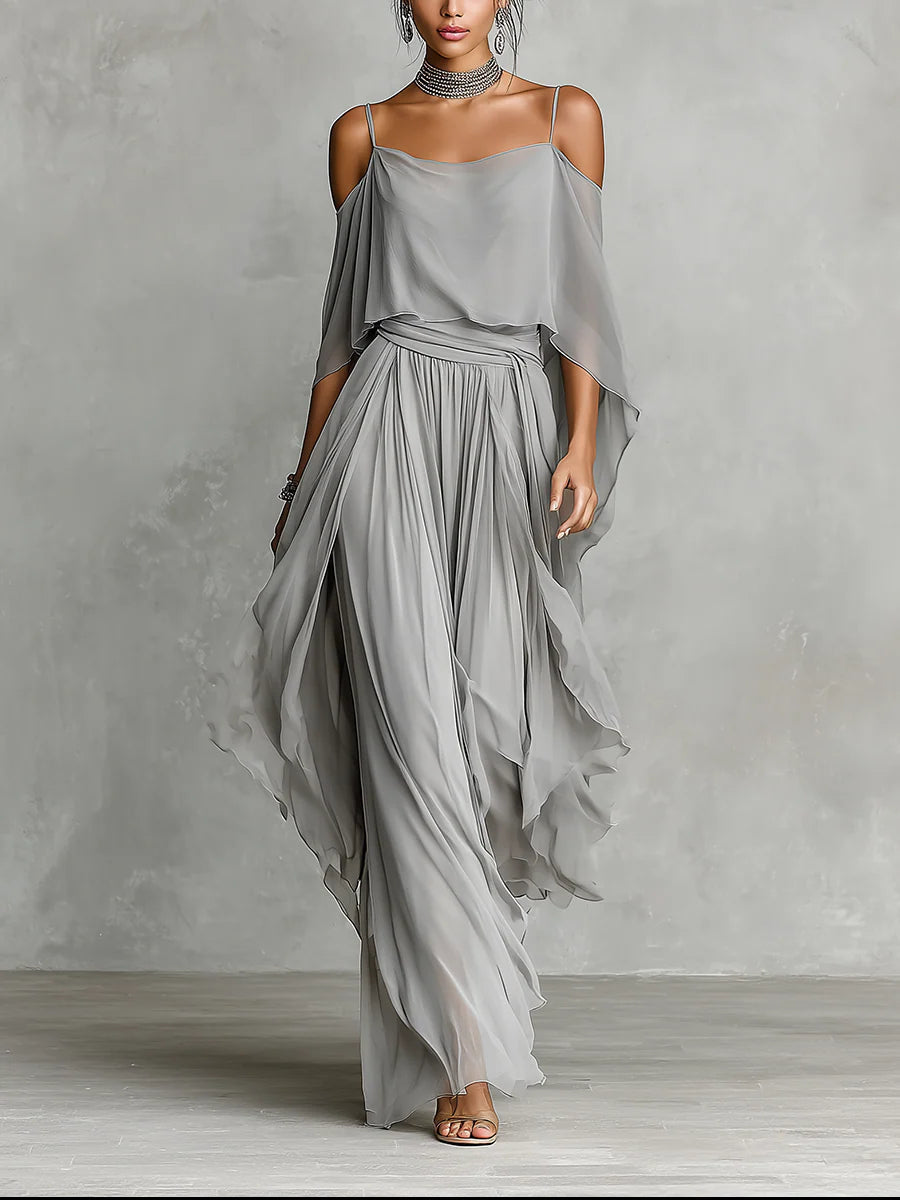 Sofia™ | Set Camicetta e Pantaloni in Chiffon