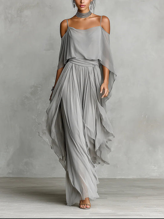 Sofia™ | Set Camicetta e Pantaloni in Chiffon