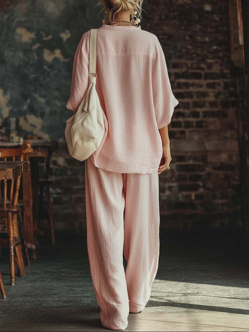 Sofia™ | Set Maglietta con Scollatura a V e Pantaloni Eleganti