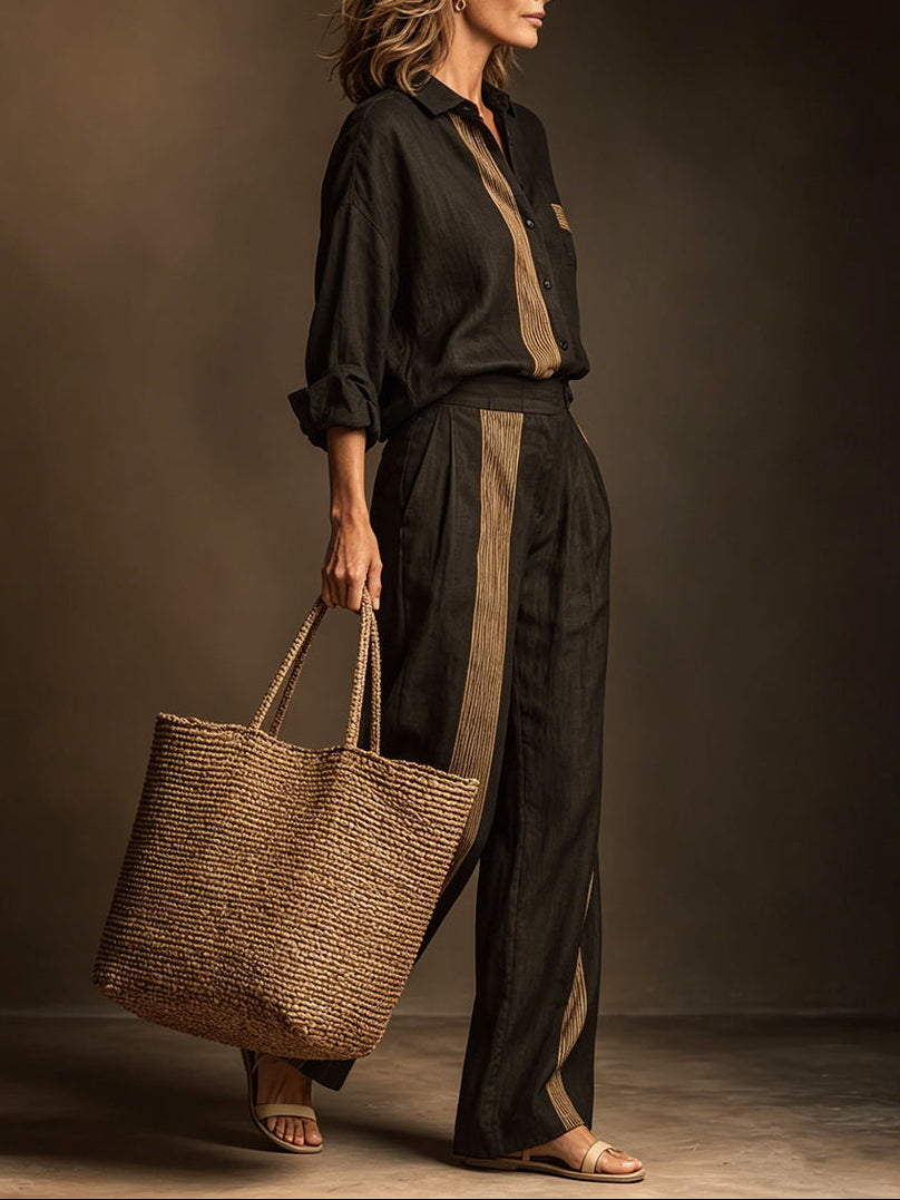 Giulia™ | Set Due Pezzi Rigato Retro Color Block