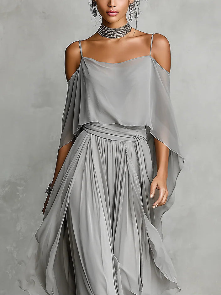 Sofia™ | Set Camicetta e Pantaloni in Chiffon