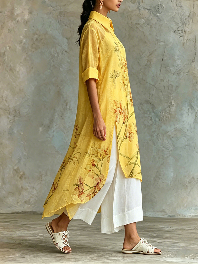 Chiara™ | Set Due Pezzi Abito Midi Floreale con Sottoveste