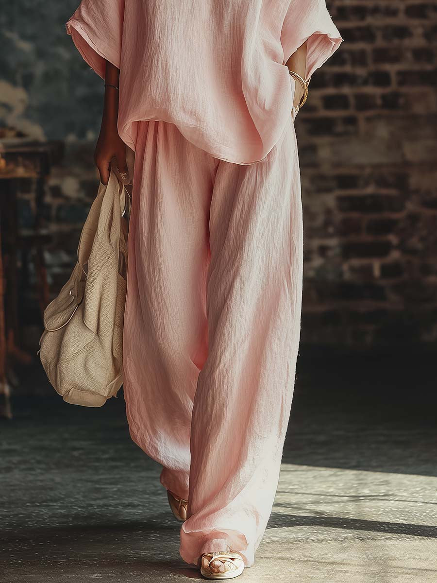 Sofia™ | Set Maglietta con Scollatura a V e Pantaloni Eleganti