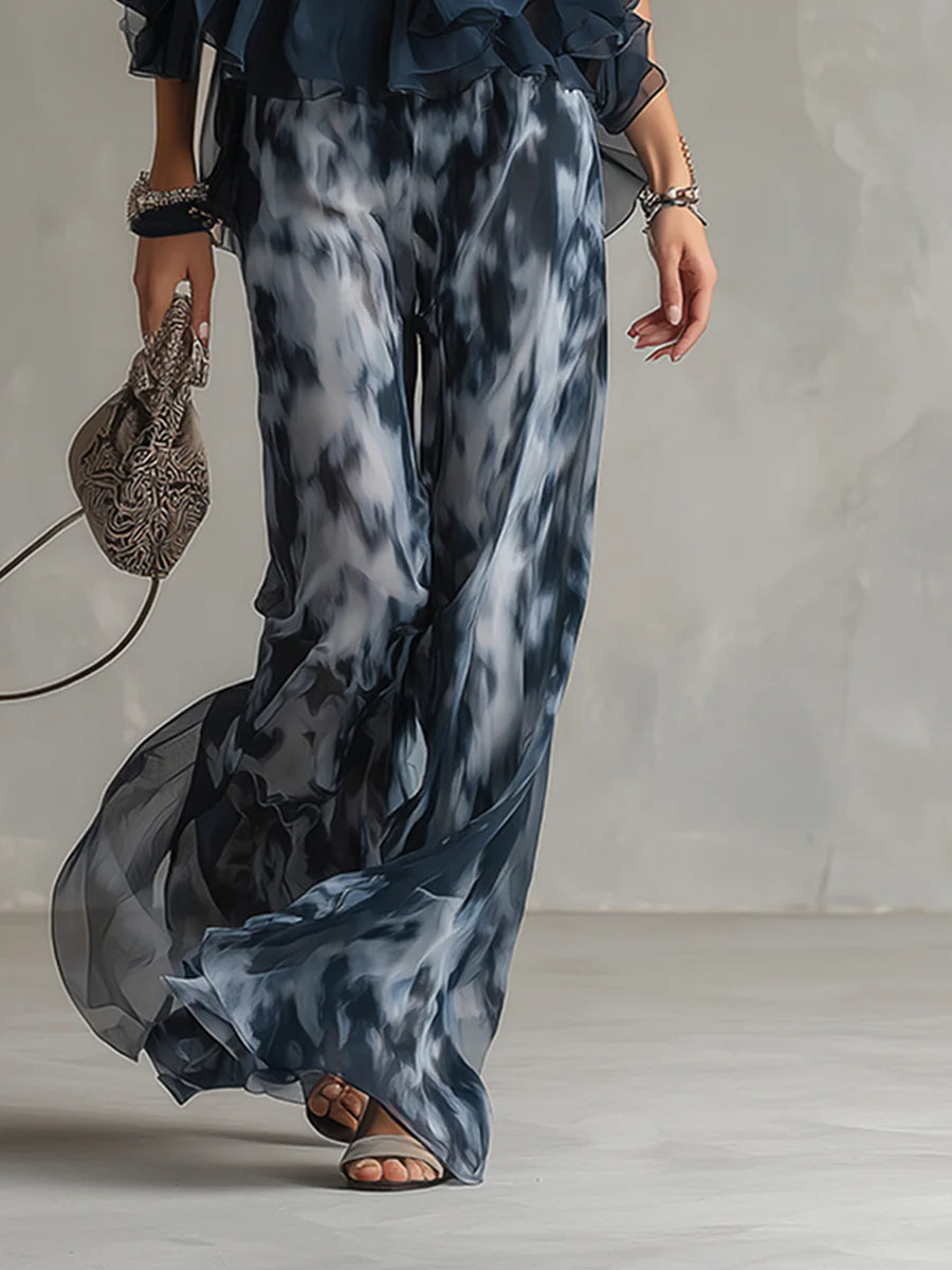 Martina™ | Set Top Halter e Pantaloni Stampati a Gamba Larga