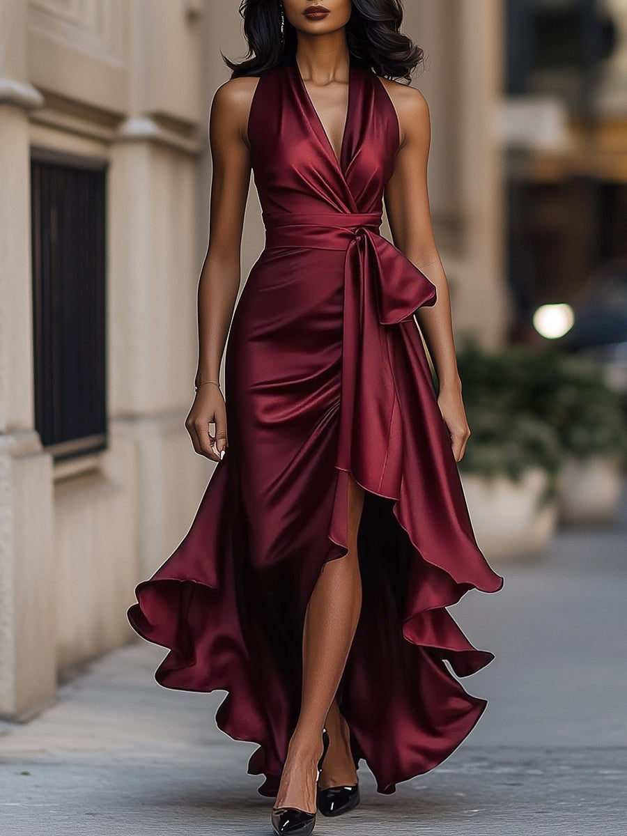 Sofia™ | Abito in Satin Drappeggiato in Vita