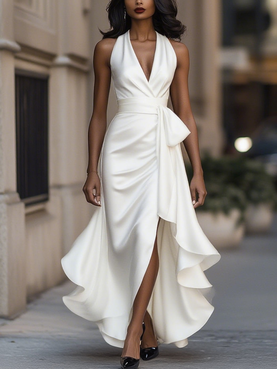 Sofia™ | Abito in Satin Drappeggiato in Vita