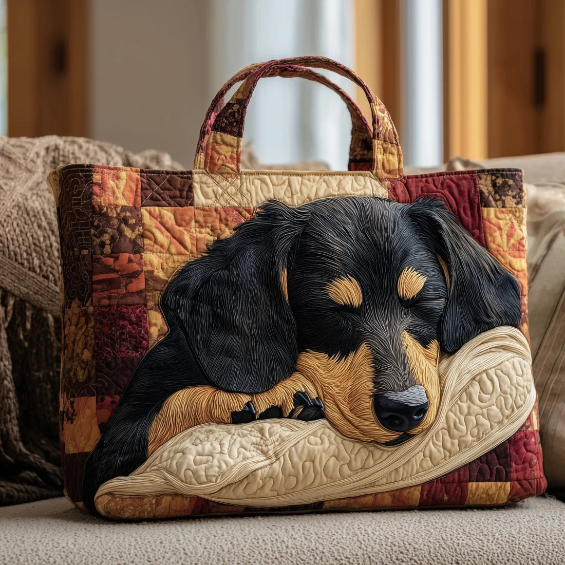 Borsa artigianale con Bassotto
