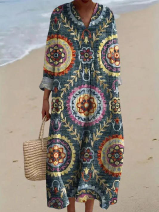 Alessia™ | Abito Maxi Estivo Vintage con Stampa Geometrica
