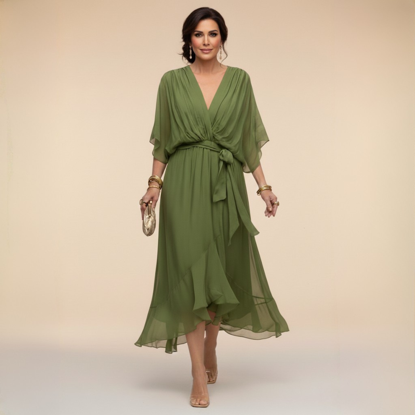 Chiara™ | Abito in Chiffon con Scollo a V