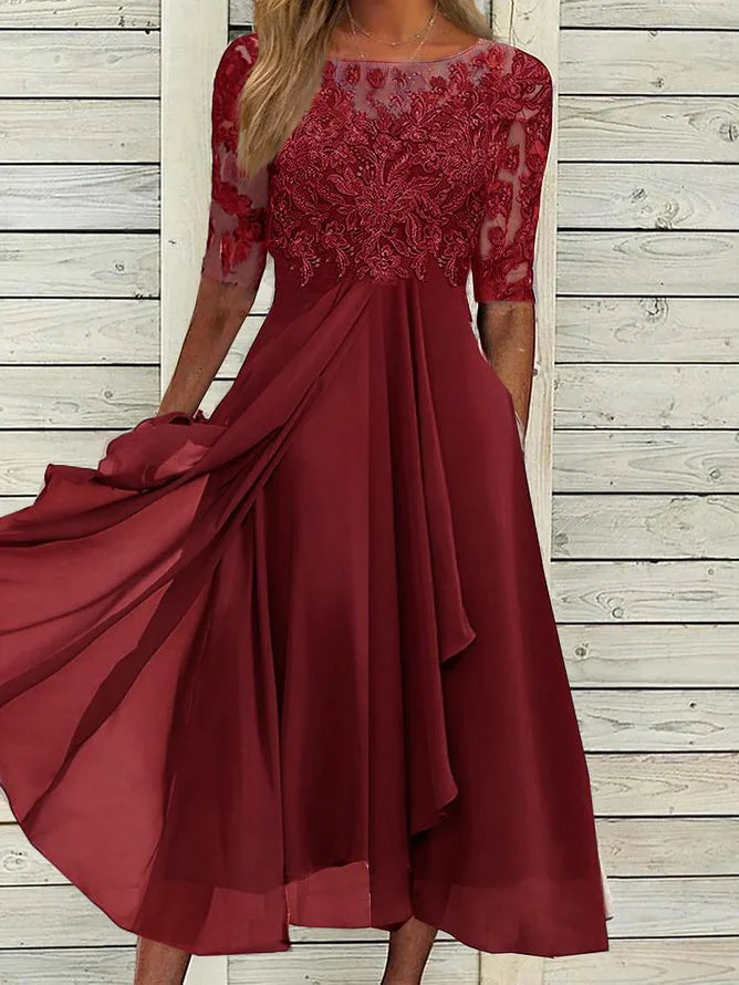 Martina™ | Abito Midi Elegante in Pizzo