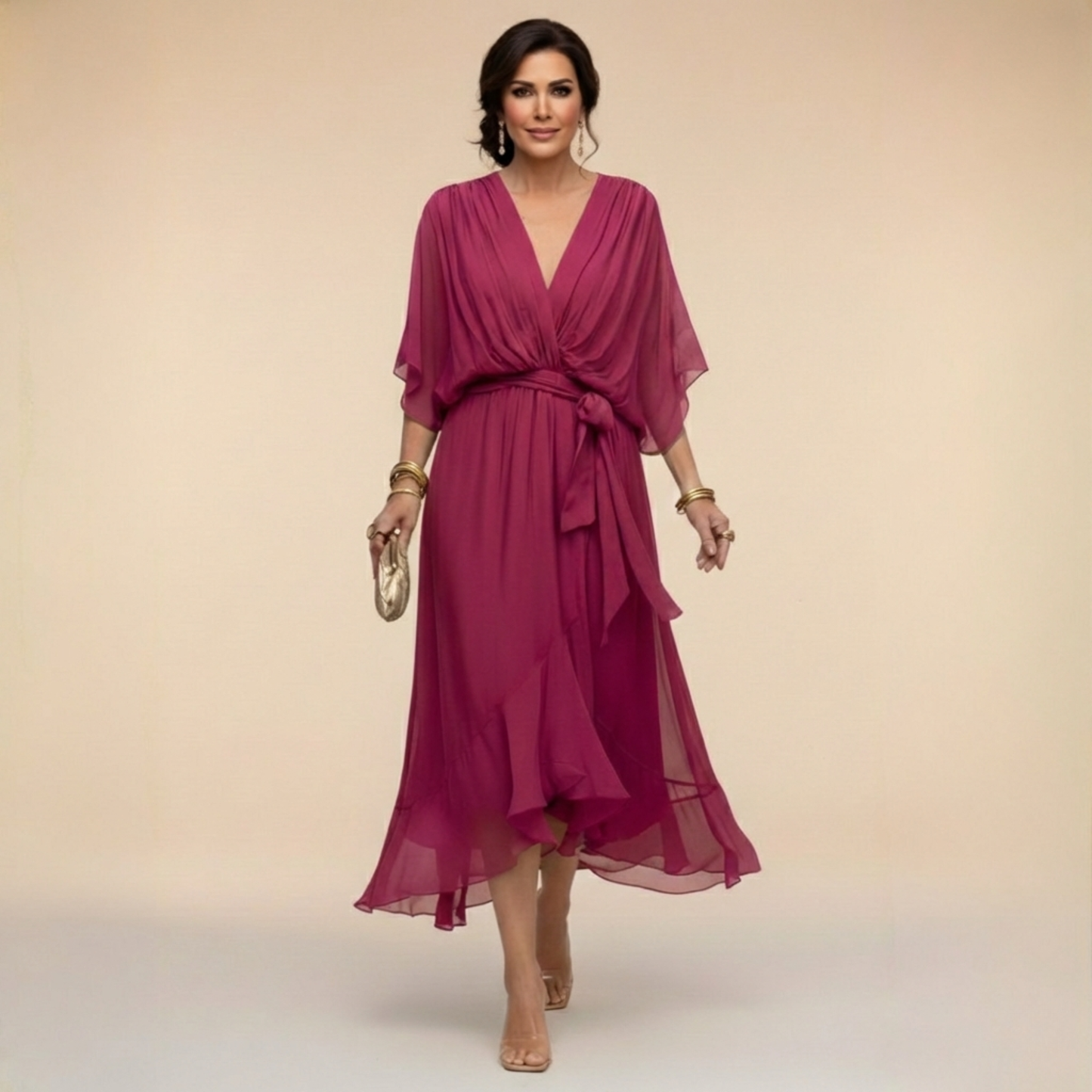 Chiara™ | Abito in Chiffon con Scollo a V