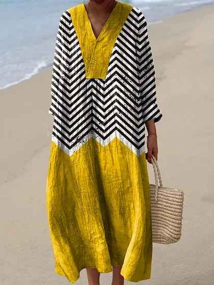 Alessia™ | Abito Maxi Estivo Vintage con Stampa Geometrica