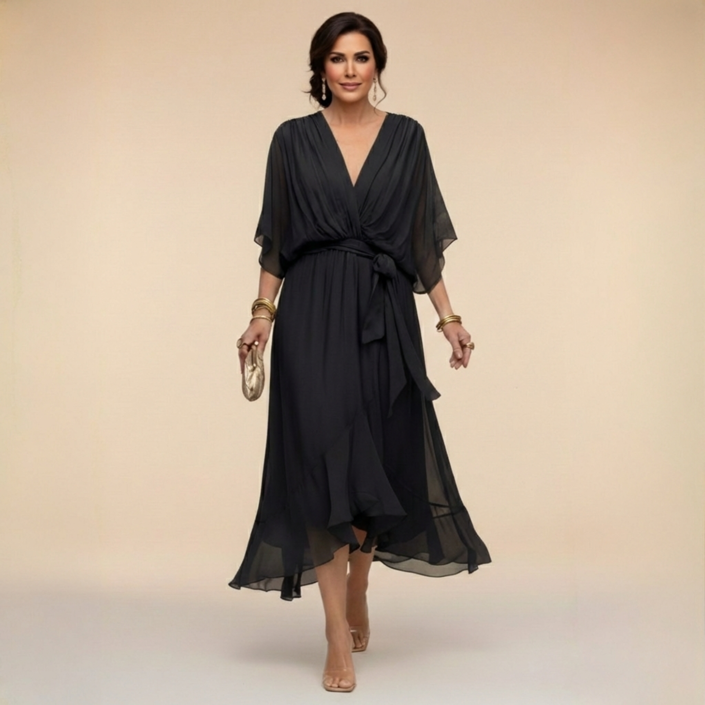 Chiara™ | Abito in Chiffon con Scollo a V