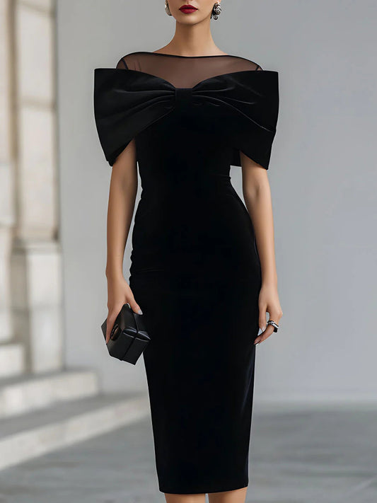 Valentina™ | Abito Midi in Velluto Nero Elegante