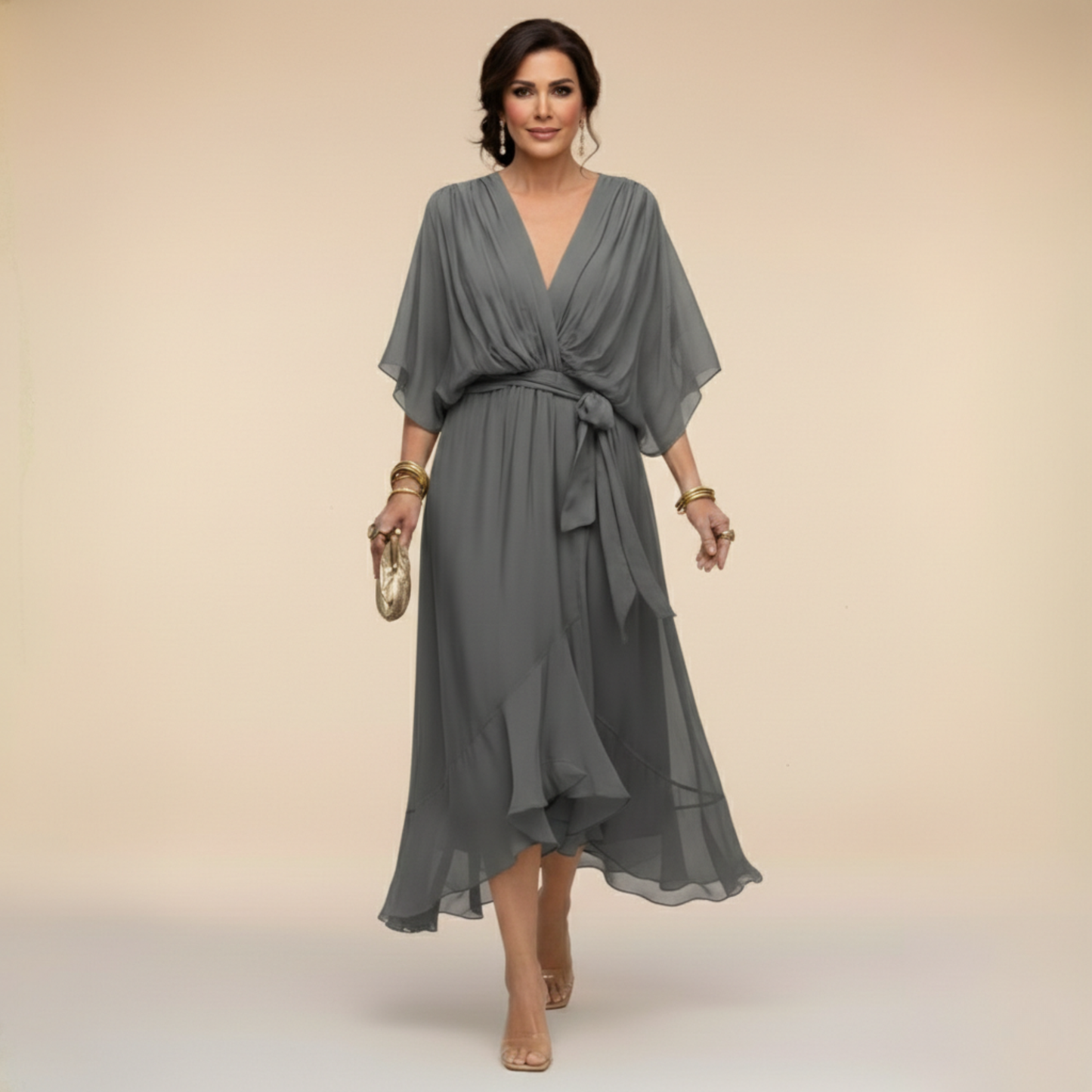 Chiara™ | Abito in Chiffon con Scollo a V