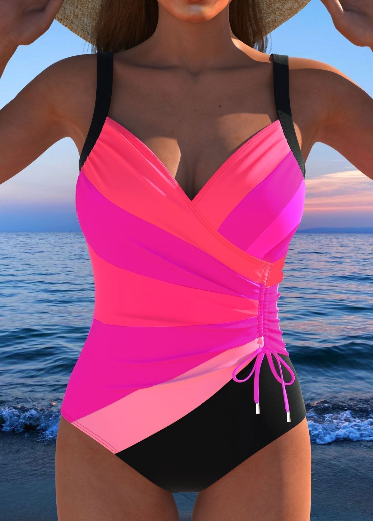 Costume da Bagno Luxe Surplice con Stampa Colorata
