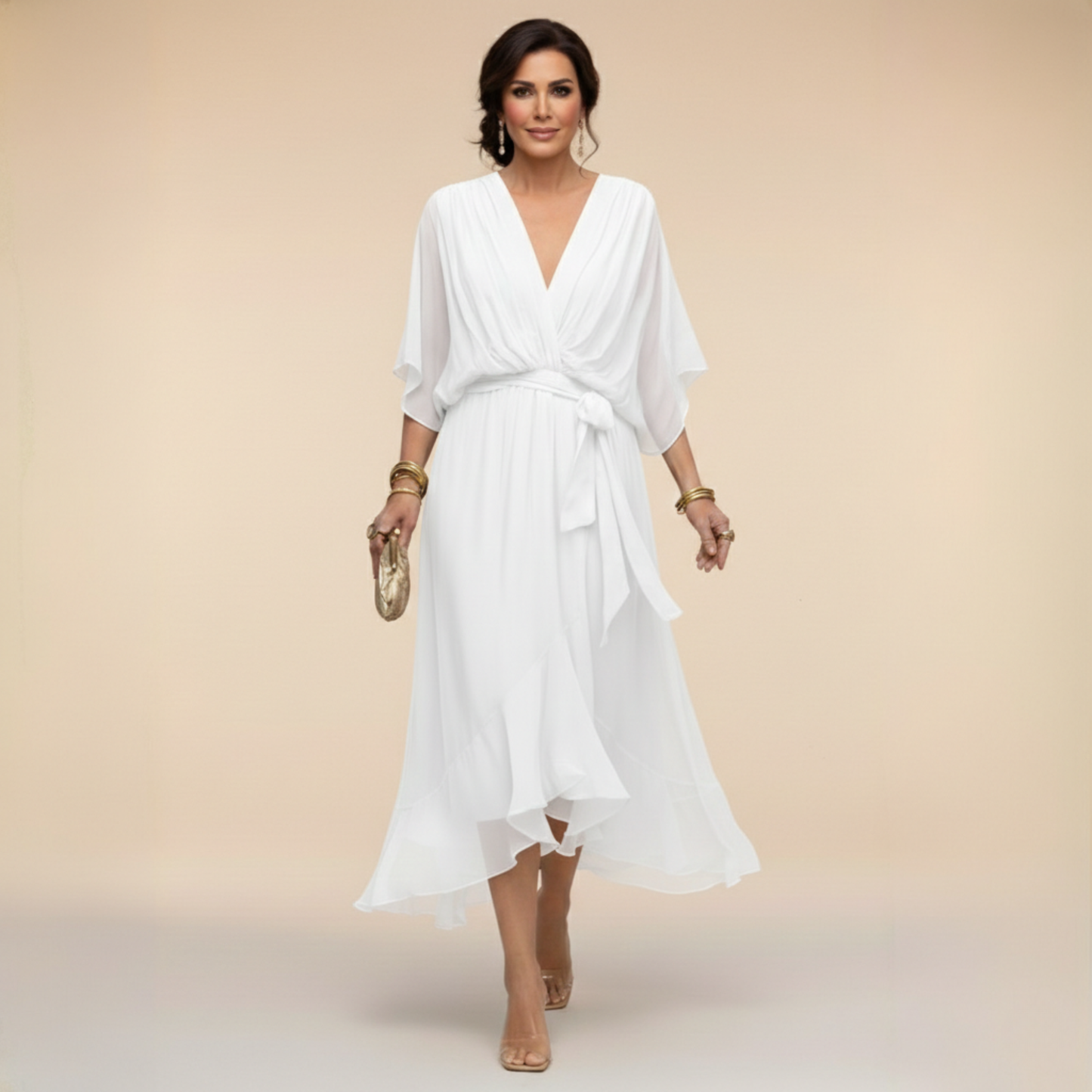 Chiara™ | Abito in Chiffon con Scollo a V