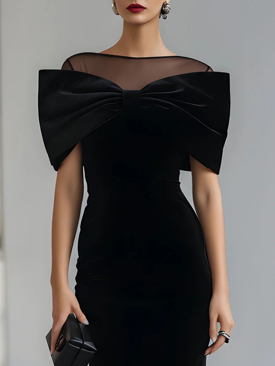Valentina™ | Abito Midi in Velluto Nero Elegante