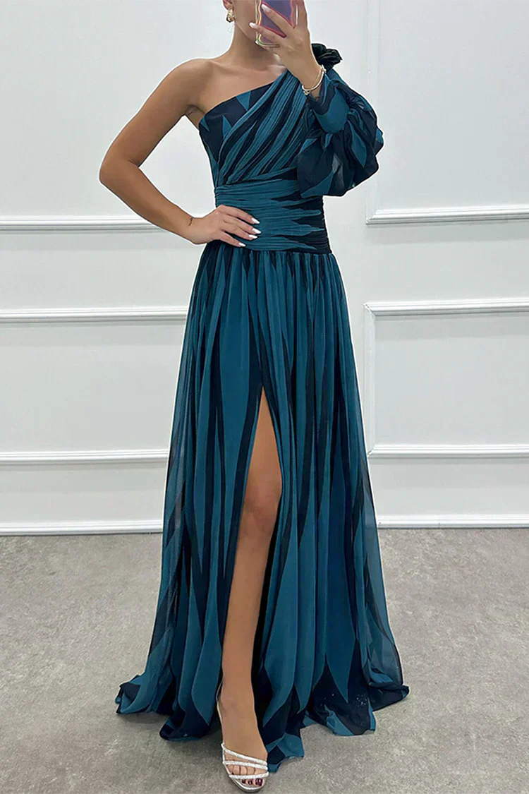 Chiara™ | Abito Maxi a Righe con Spalla Scoperta