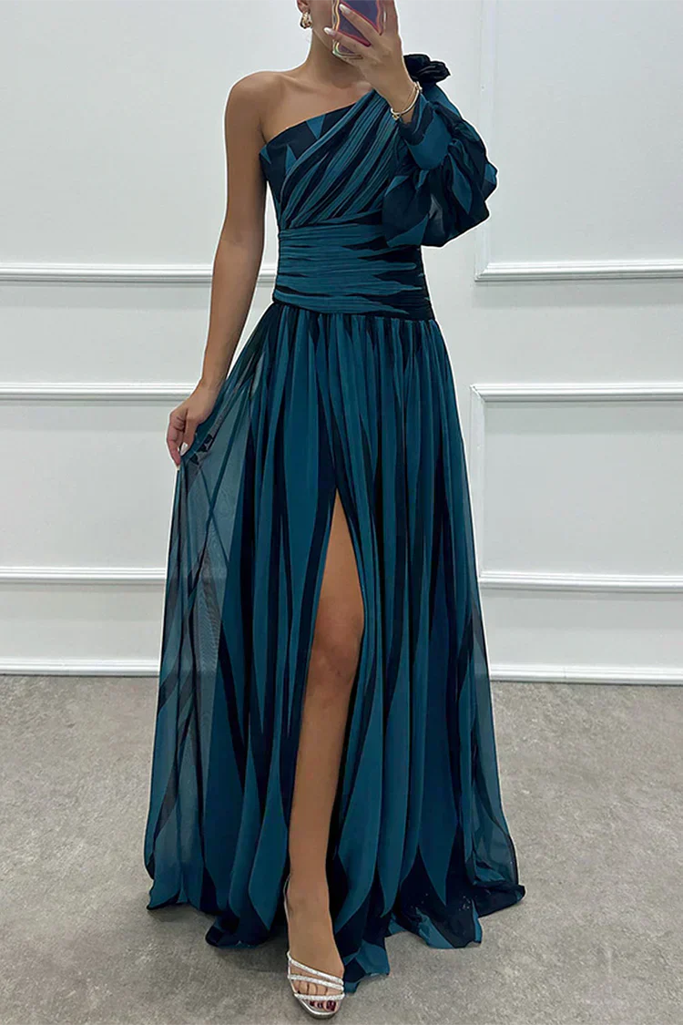 Chiara™ | Abito Maxi a Righe con Spalla Scoperta