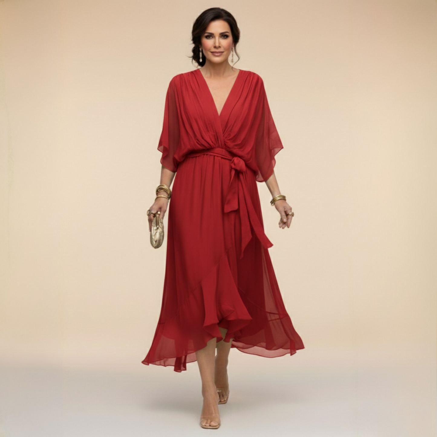 Chiara™ | Abito in Chiffon con Scollo a V