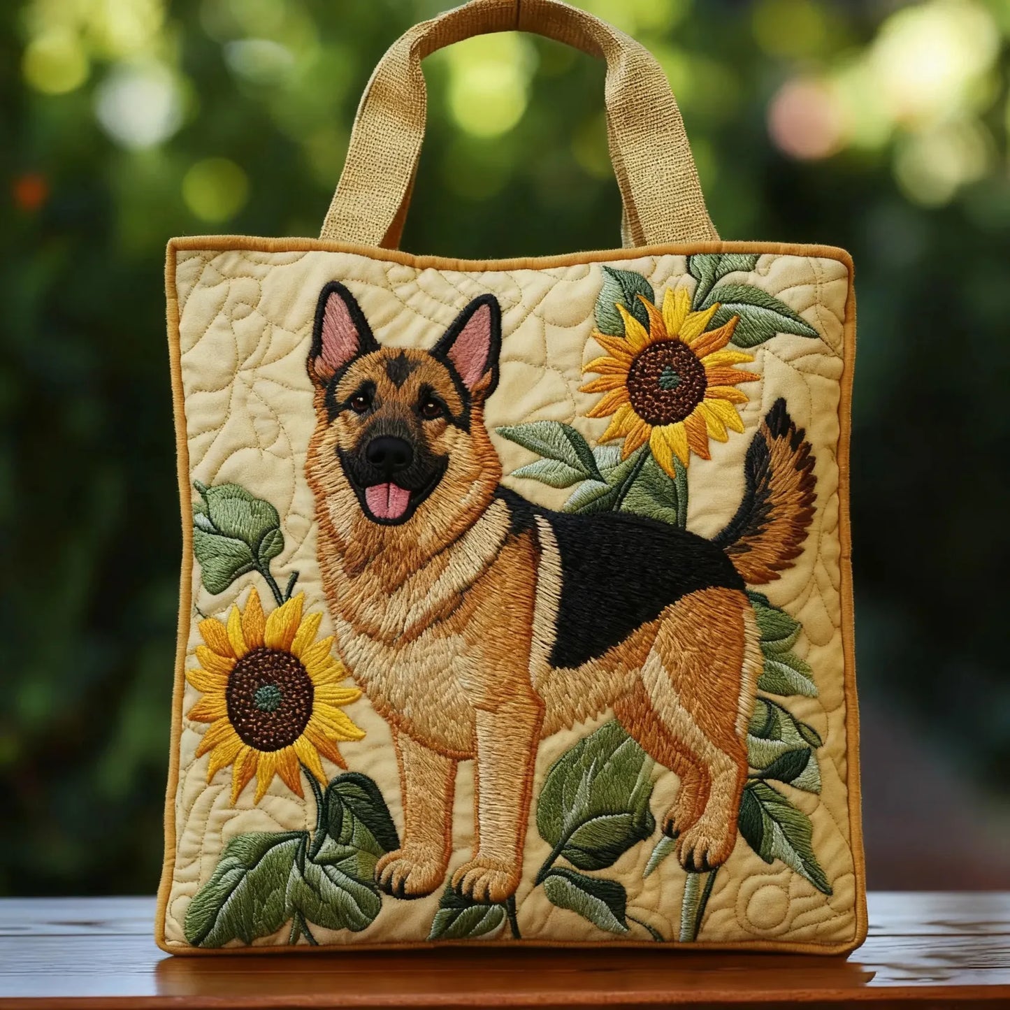 Borsa Floreale Artigianale con Pastore Tedesco