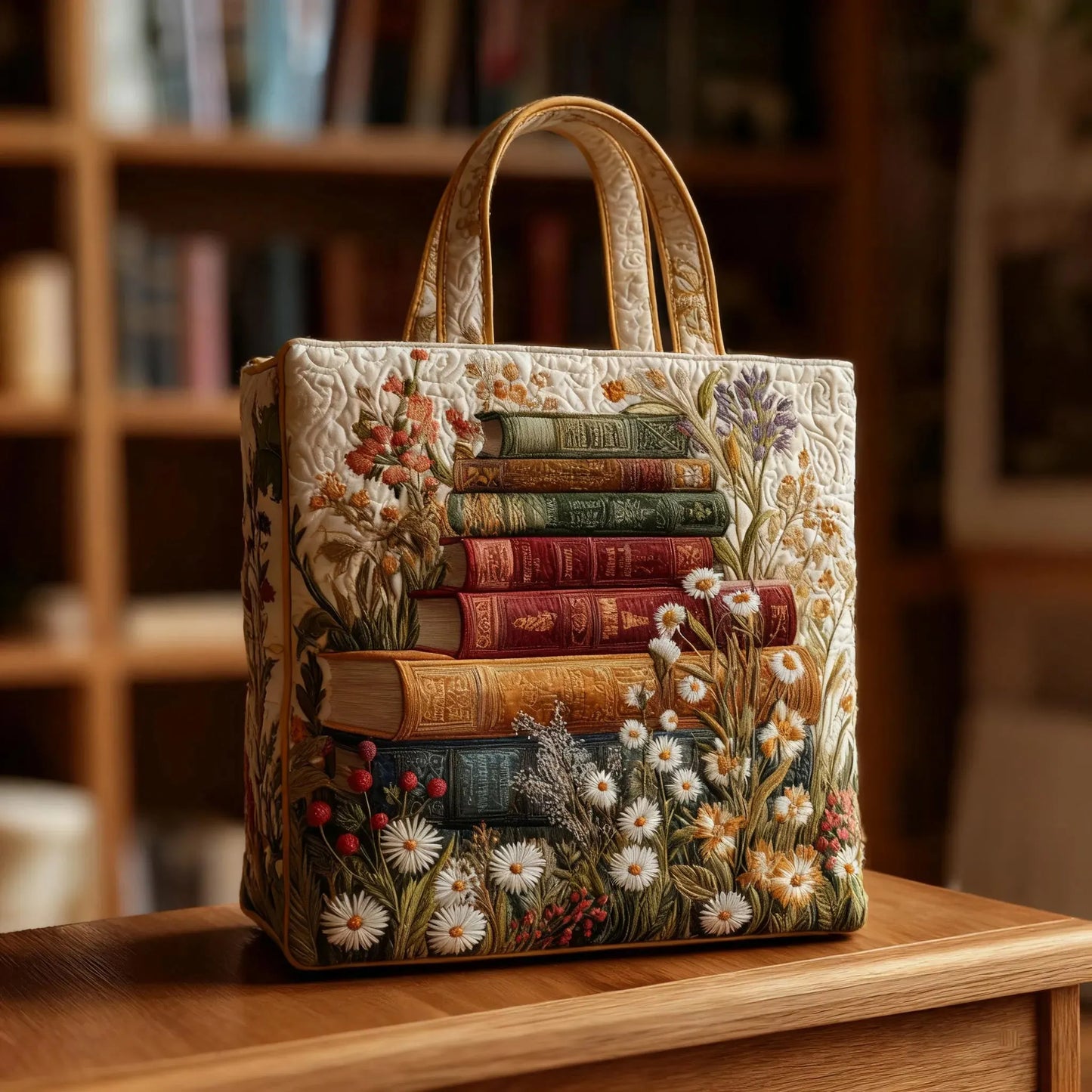 Borsa Trapuntata Artigianale con Motivo Floreale