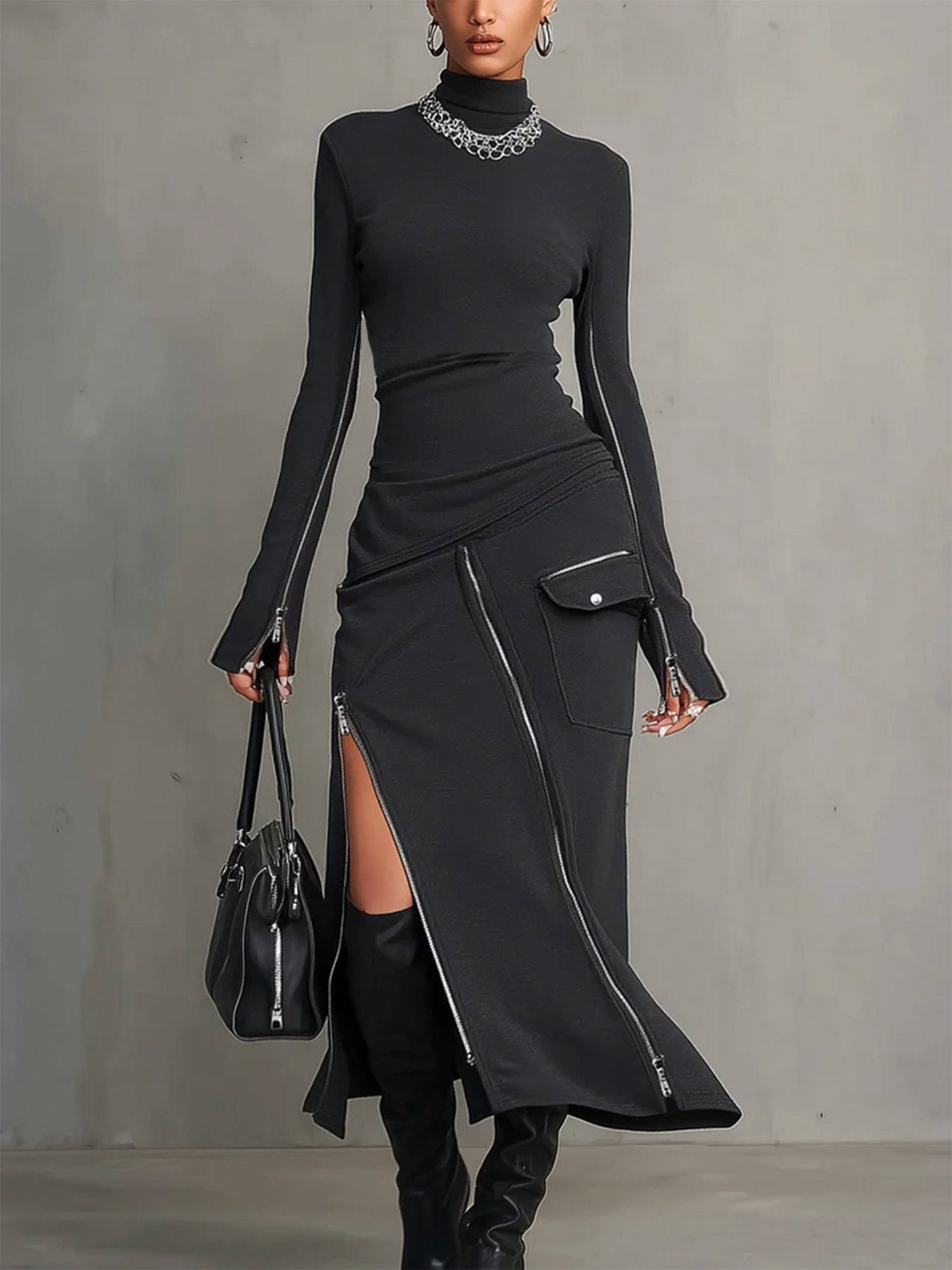 Elena™ | Set con Zip, Tasche e Collo Alto