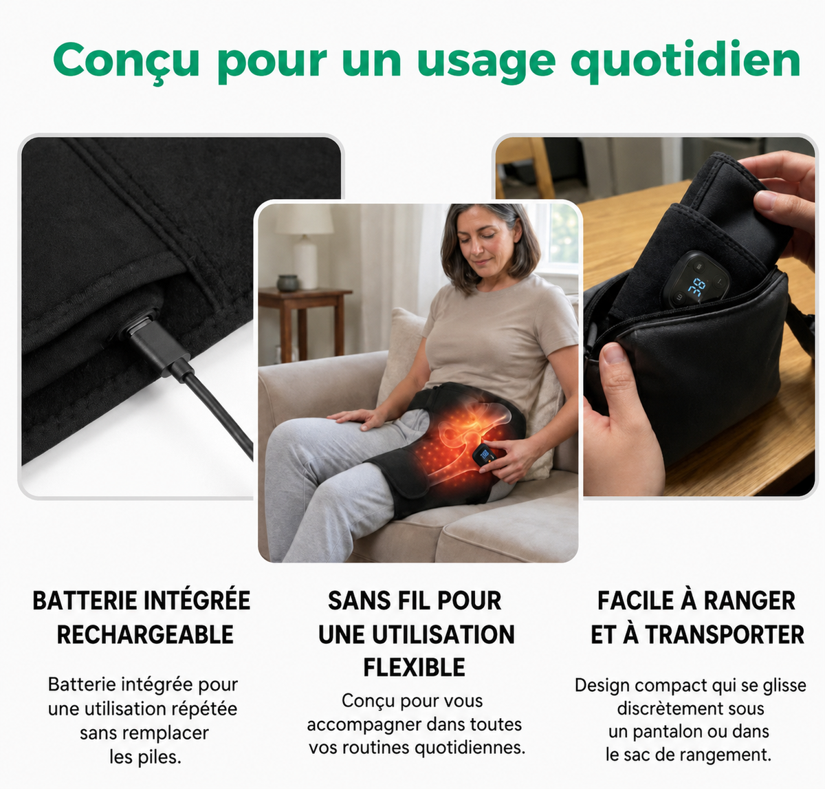Auvane Hip — Thérapie par lumière rouge, chaleur et compression