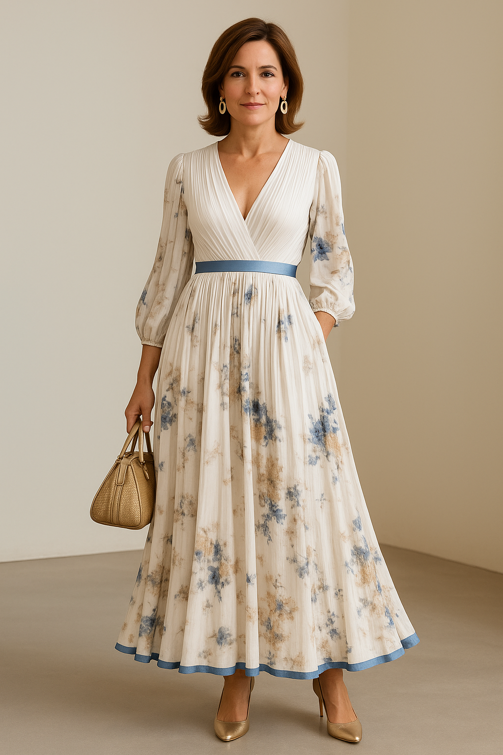 Giulia™ | Abito Maxi Plissettato Floreale Senza Tempo