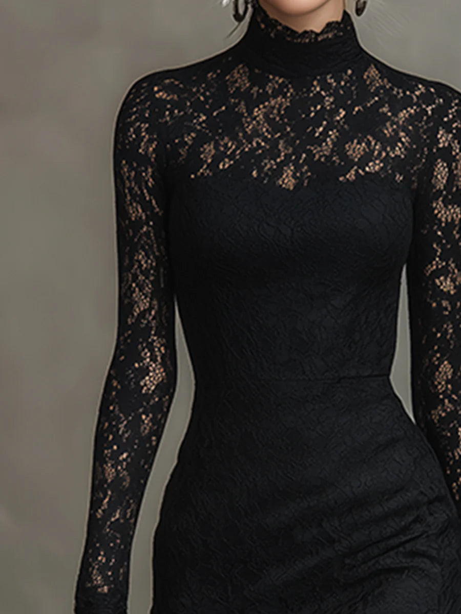 Julia™ | Abito Maxi in Pizzo Nero