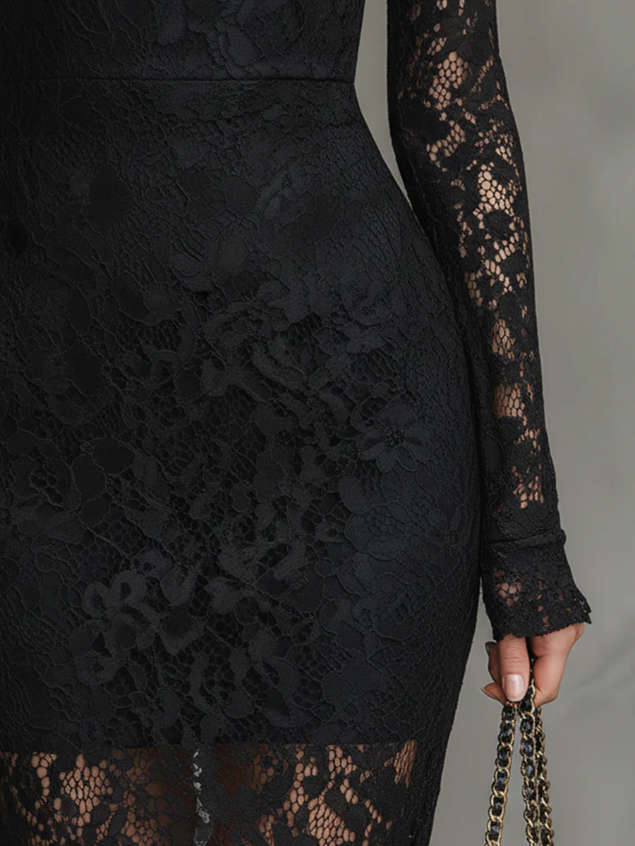 Julia™ | Abito Maxi in Pizzo Nero