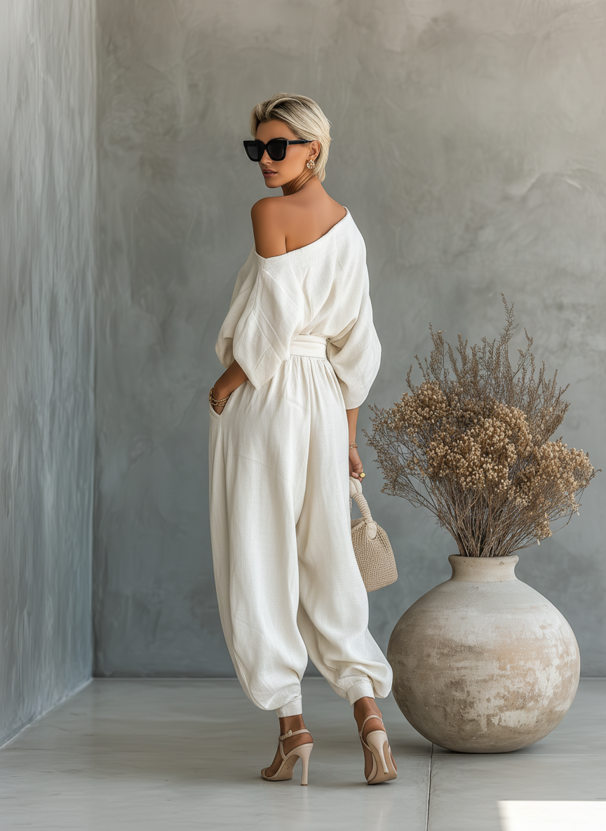 Lisa™ | Set Top con Spalle Scoperte e Pantaloni Affusolati Morbidi