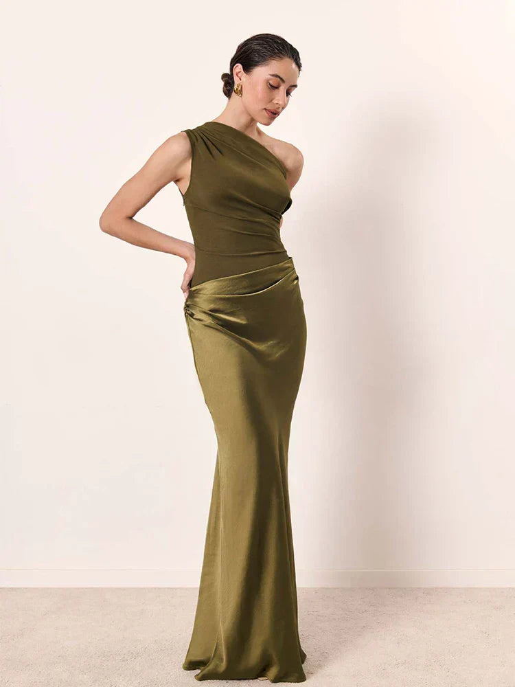 Luna™ | Vestito Maxi in Satin con Spacco