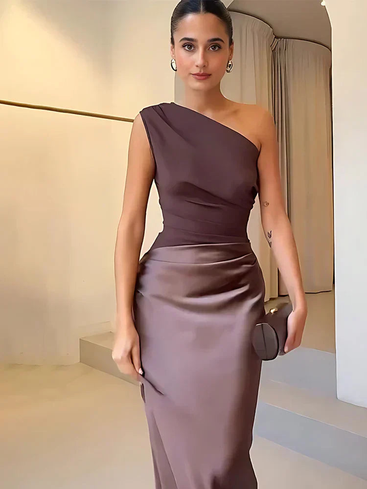 Luna™ | Vestito Maxi in Satin con Spacco