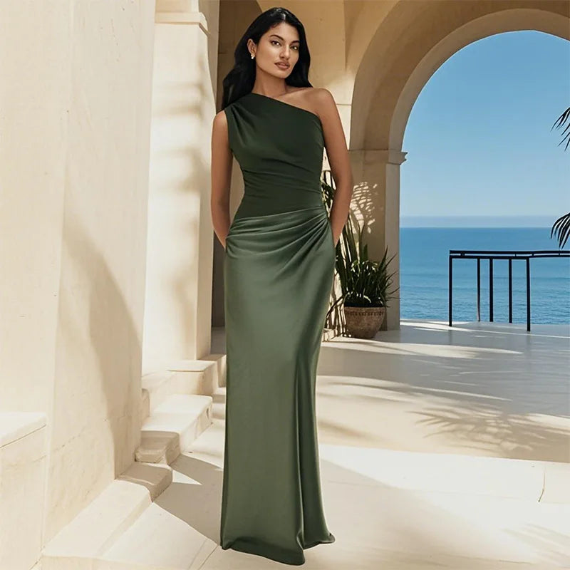 Luna™ | Vestito Maxi in Satin con Spacco