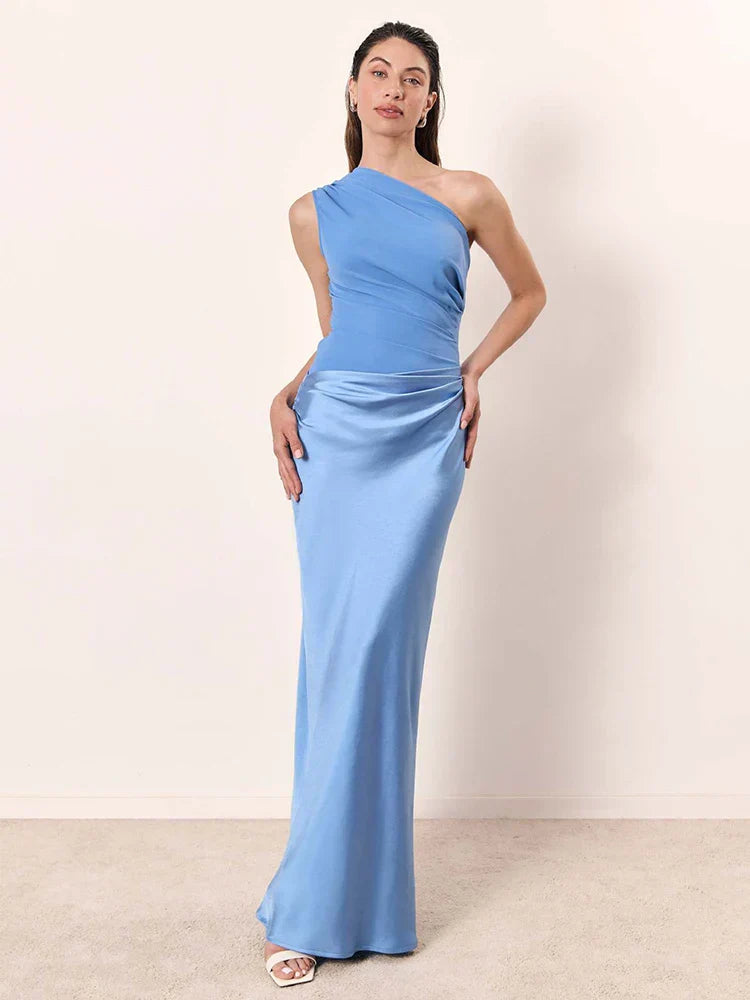 Luna™ | Vestito Maxi in Satin con Spacco