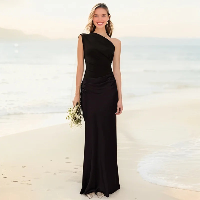 Luna™ | Abito Maxi in Satin con Spacco