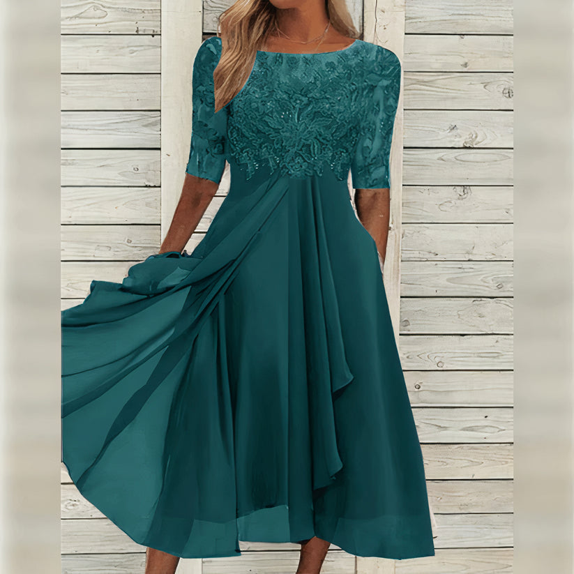 Martina™ | Abito Midi Elegante in Pizzo