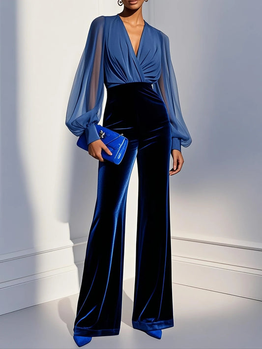Aurora™ | Tuta in Velluto Celeste Elegante
