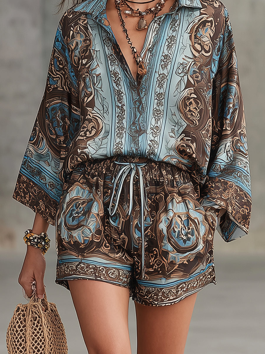 Giulia™ | Set Camicia e Shorts Barocco da Vacanza
