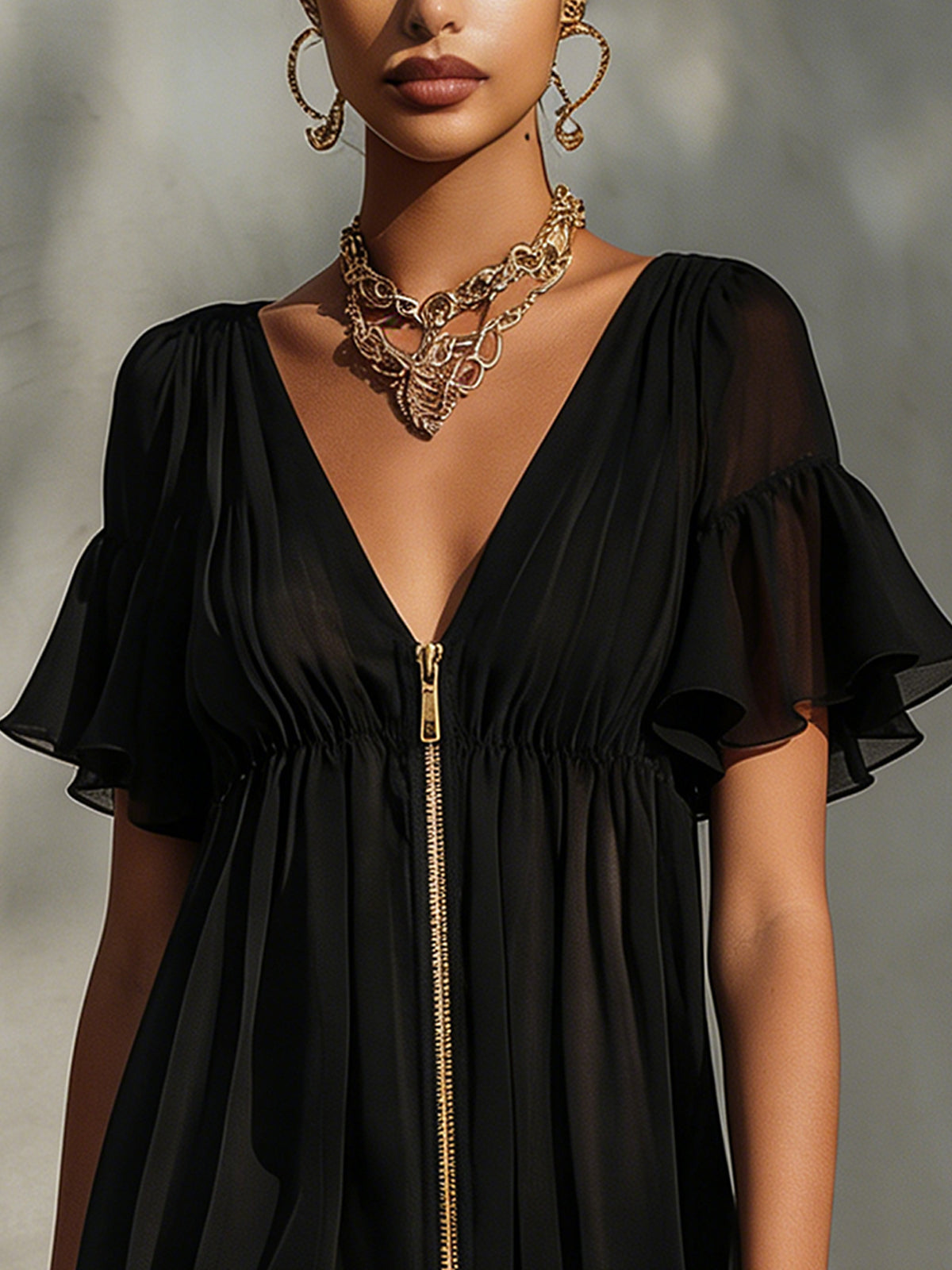 Bianca™ | Abito Mini Nero in Pizzo con Zip