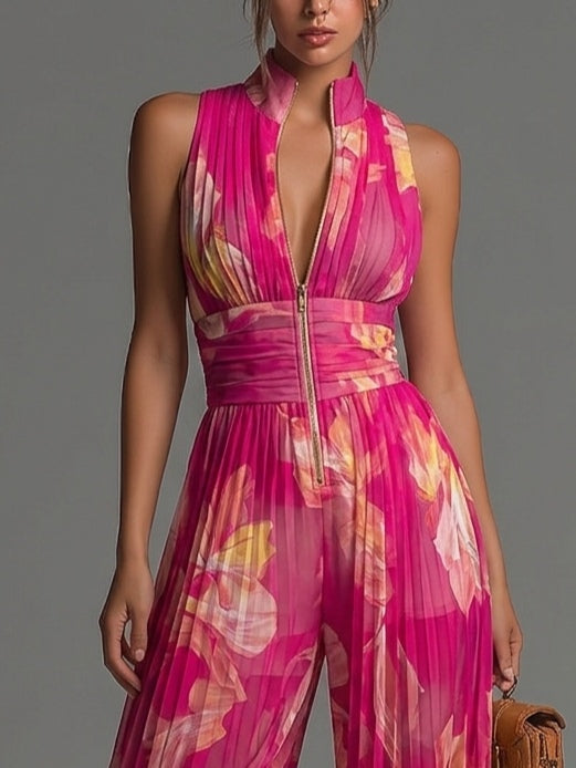 Flora™ | Tuta Floreale Fucsia in Chiffon