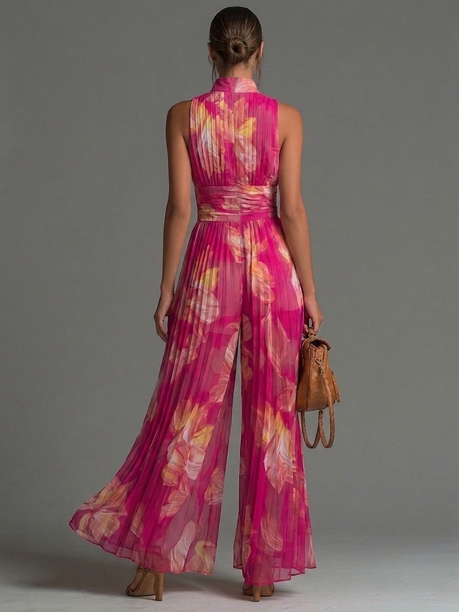 Flora™ | Tuta Floreale Fucsia in Chiffon